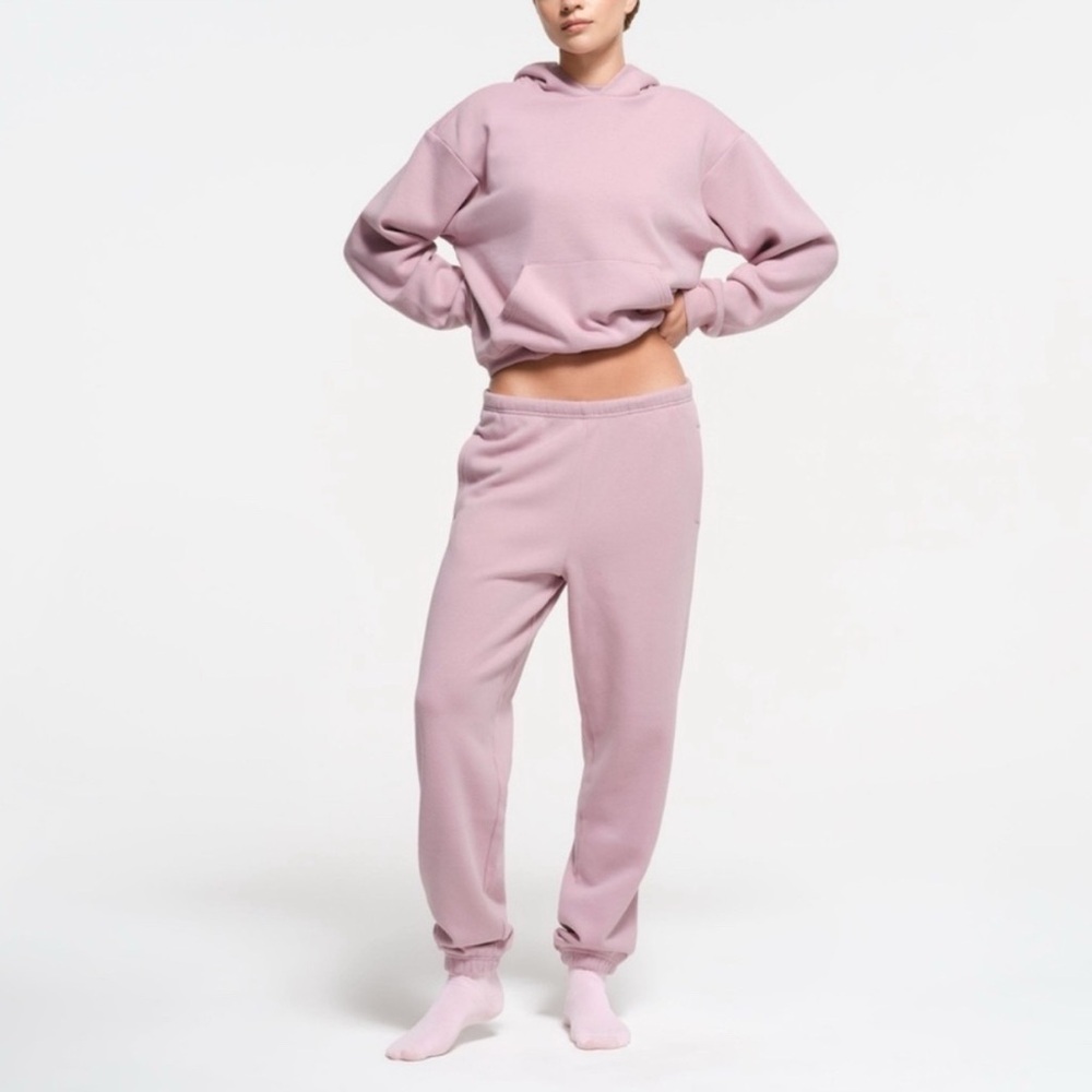 Skims Cotton Fleece Classic Hoodie Jogger SET Women’s Size XS / S Dust Pink READ